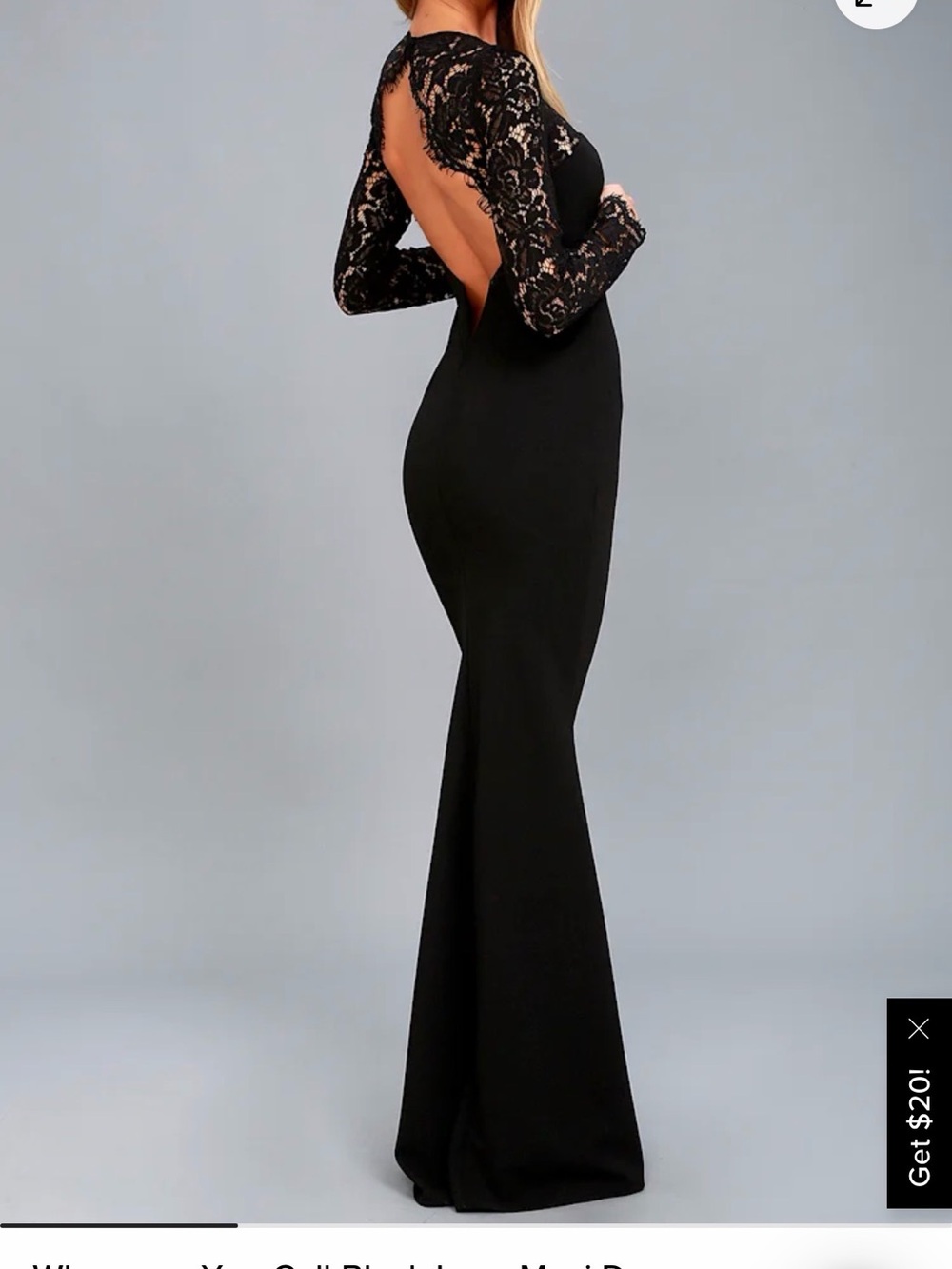 Lulu's Black Lace-Back Open-Back Evening Gown - Medium